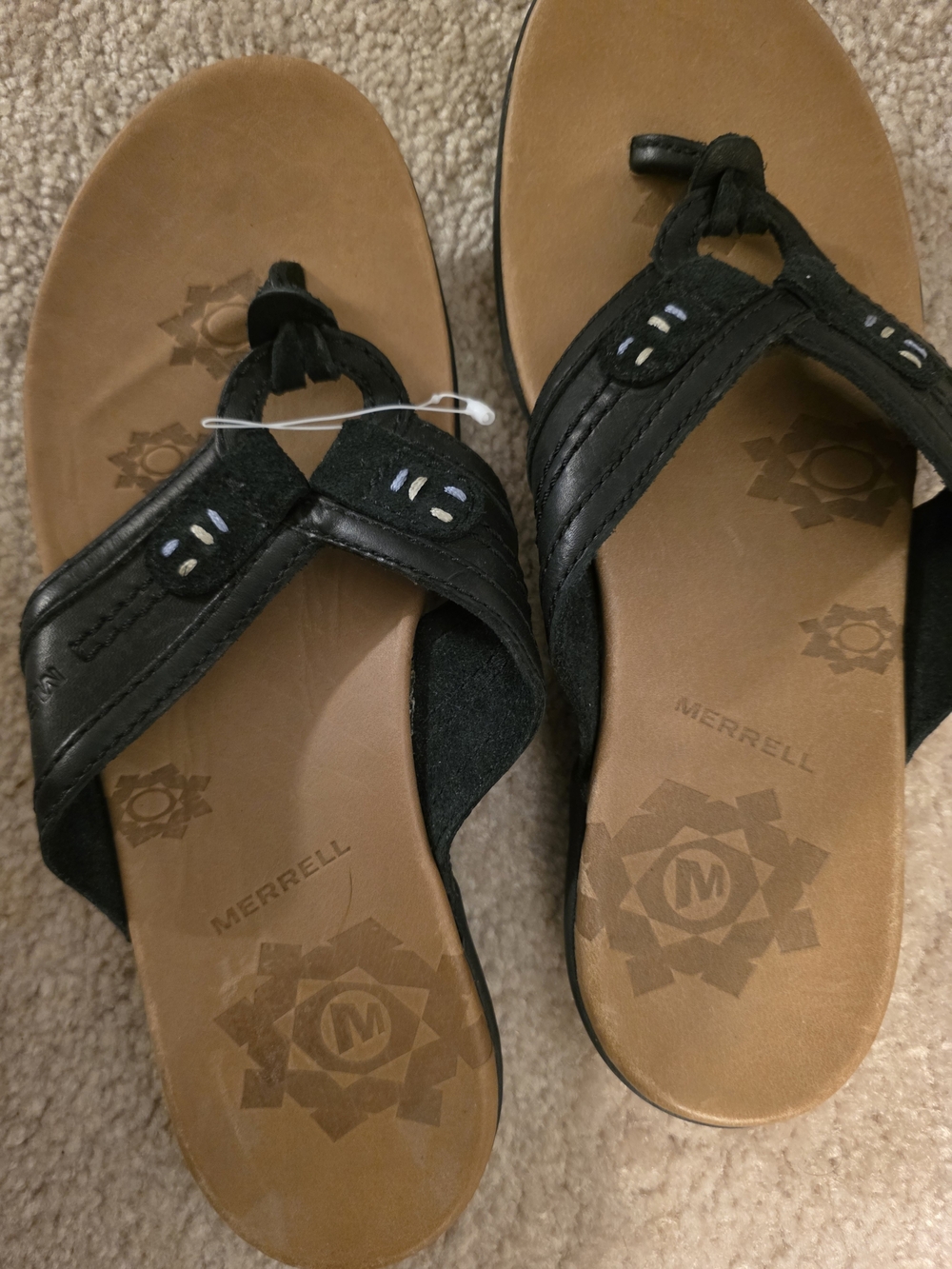 Merrell Women's Black Leather Thong Sandals Size 9
